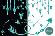 Aqua Glitter Arrow Graphics Bundle, an Illustration by ClipartBrat Graphics (Thumbnail 1 of 3)