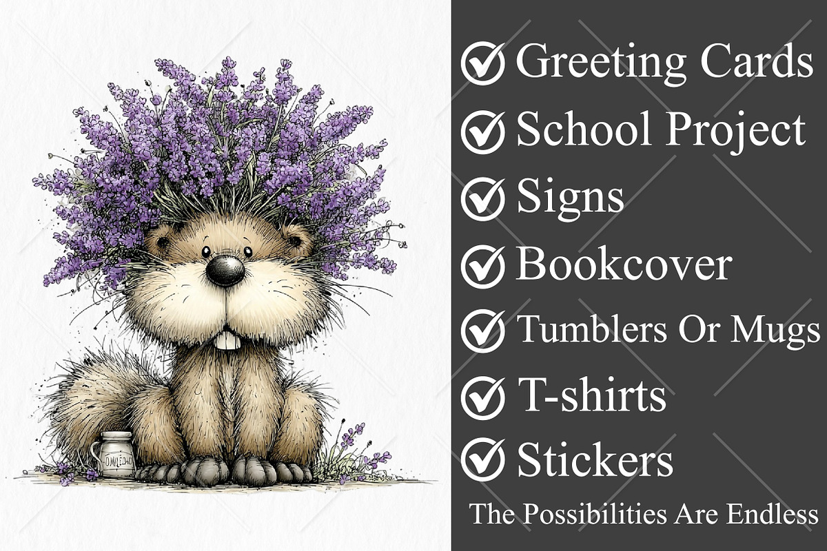 Whimsical Cute Lavender Animals PNG, a Seasonal Illustration by Canvas Craft (Photo 3 of 10)