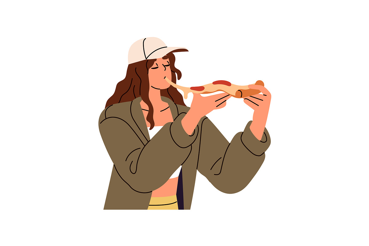 Hugry people eating fast food set, a Person Illustration by PaperTrident (Photo 6 of 9)