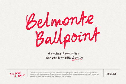 Belmonte Ballpoint Biro Pen Font, a Handwritten Font by TYPEHEIST