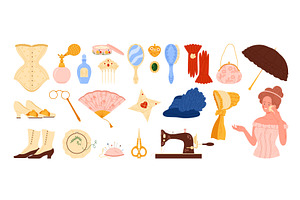Victorian women fashion style of, an Illustration by Flashvector