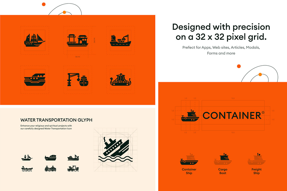 Water Transportation Icons, a Solid Icon by Prosymbols (Photo 3 of 6)