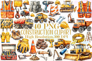 Watercolor Construction Clipart Bund, an Illustration by Sublimation Artist
