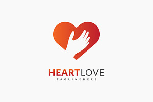 Logo of a hand hugging a heart, a Branding & Logo Template by Saba Vector