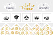 Mehndi Lotus Flowers set 1, a Pattern Graphic by AllNikArt (Thumbnail 1 of 6)
