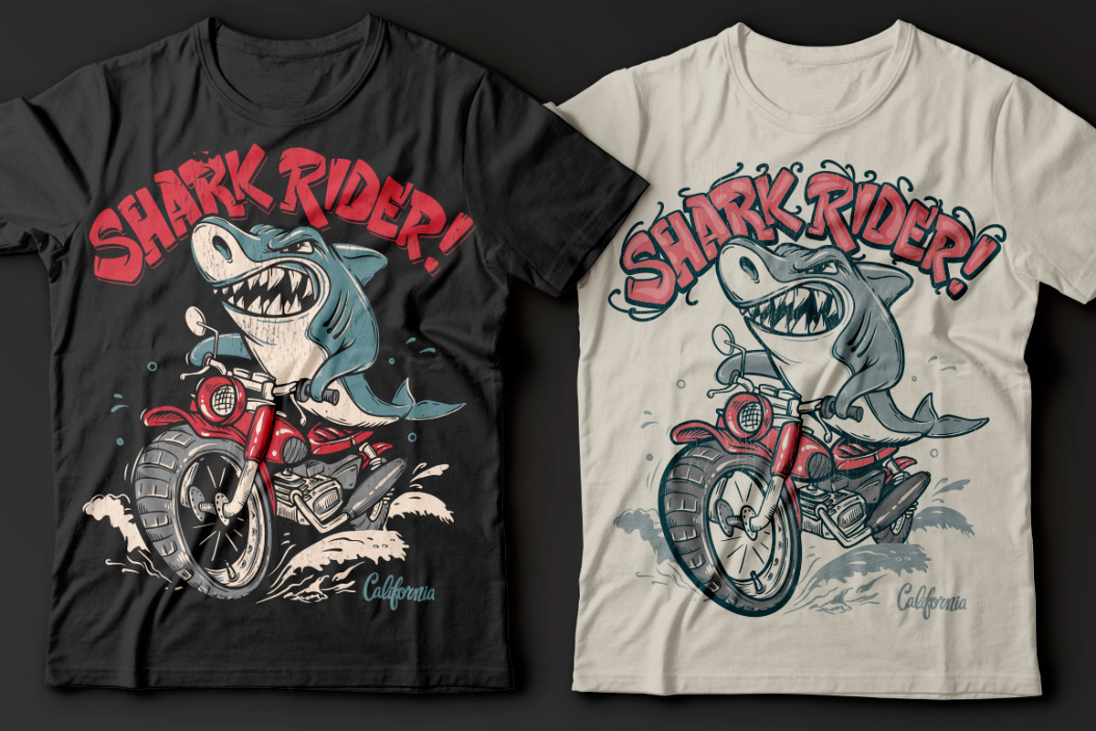 Shark Rider T-Shirt design, a Graphic by Urbanshop (Photo 2 of 4)