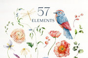 Wildflowers watercolor flowers birds, a Decorative Illustration by Yuliya Derbisheva (Thumbnail 11 of 14)