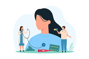 Diagnosis & treatment flu colds, an Object Illustration by Flashvector