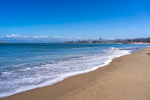 San Francisco skyline view from Golden Gate Beach, USA, a Nature Photo by GoodGoods