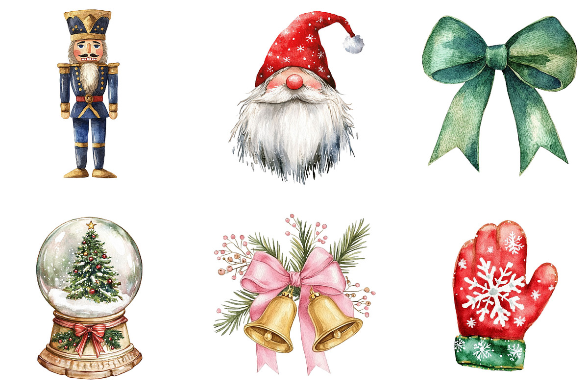 Watercolor Christmas Clipart PNG, a Seasonal Illustration by Designking (Photo 4 of 5)