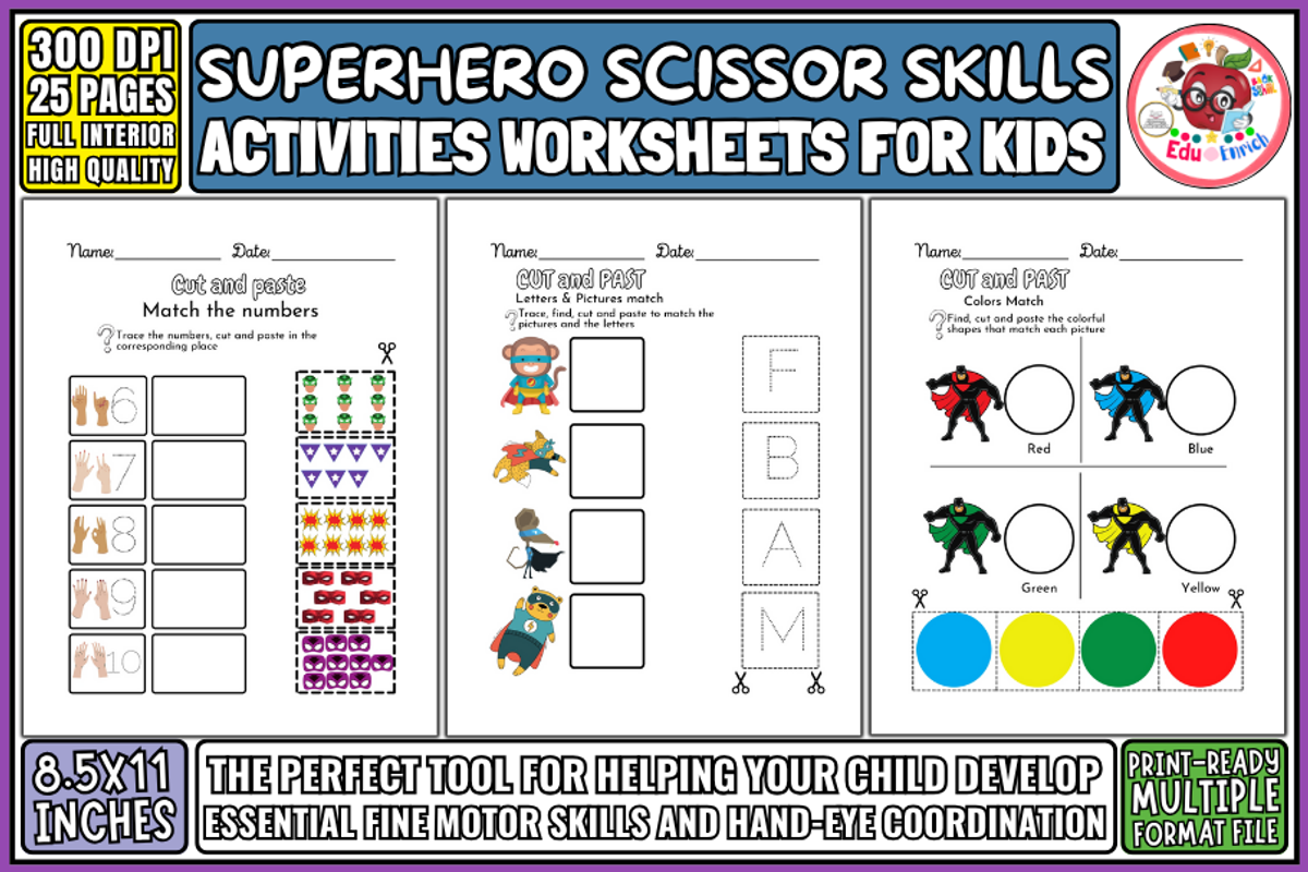 Scissor Skills Activity Book, an Education Illustration by EduEnrich (Photo 1 of 3)