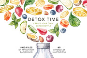 Detox Time. Watercolor Detox Bottle, an Illustration by Olga Olmix (Thumbnail 1 of 6)