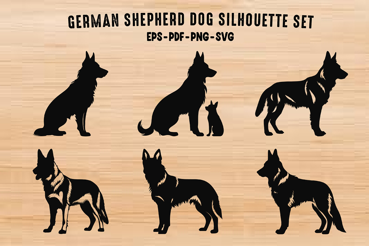 German Shepherd Dog Silhouette Set, an Animal Illustration by Gfx Expert Team (Photo 1 of 3)