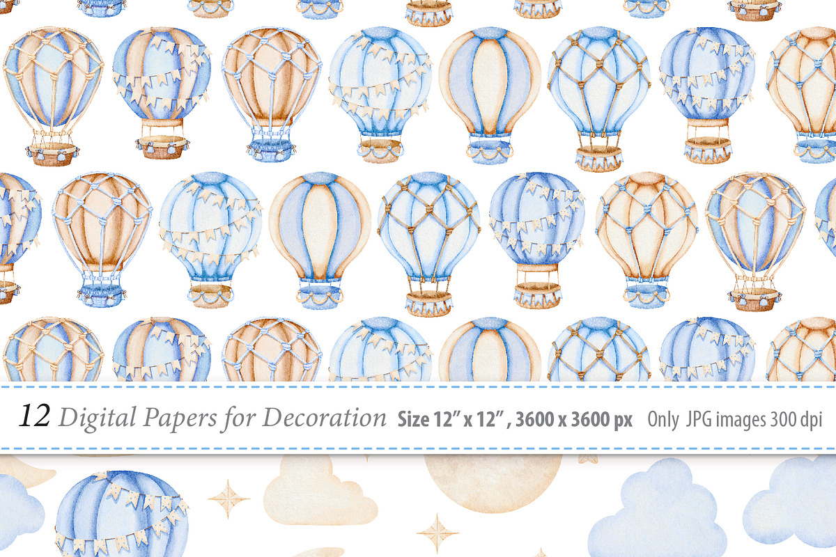 Hot Air Balloon Clipart, a Transportation Illustration by TitaLivingArt (Photo 9 of 11)
