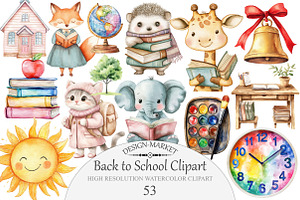 Back to School Clipart, an Illustration by Design Market