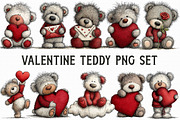 Valentine Teddy PNG Set, an Illustration by Libby Wishes (Thumbnail 2 of 6)