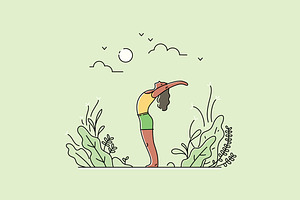 Set of Yoga Practice Illustrations