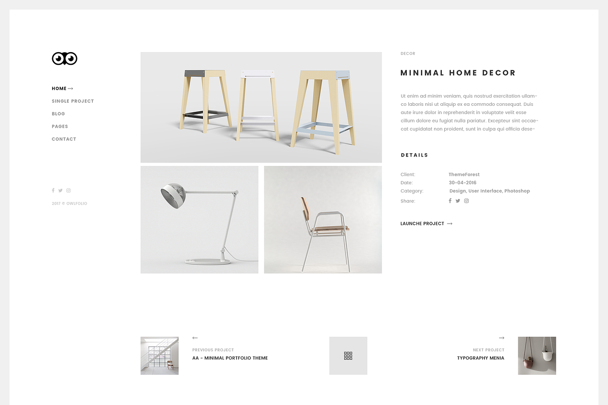 Owlfolio Minimal Portfolio Template, a Websites & App Template by bigpsfan's SHOP (Photo 6 of 16)