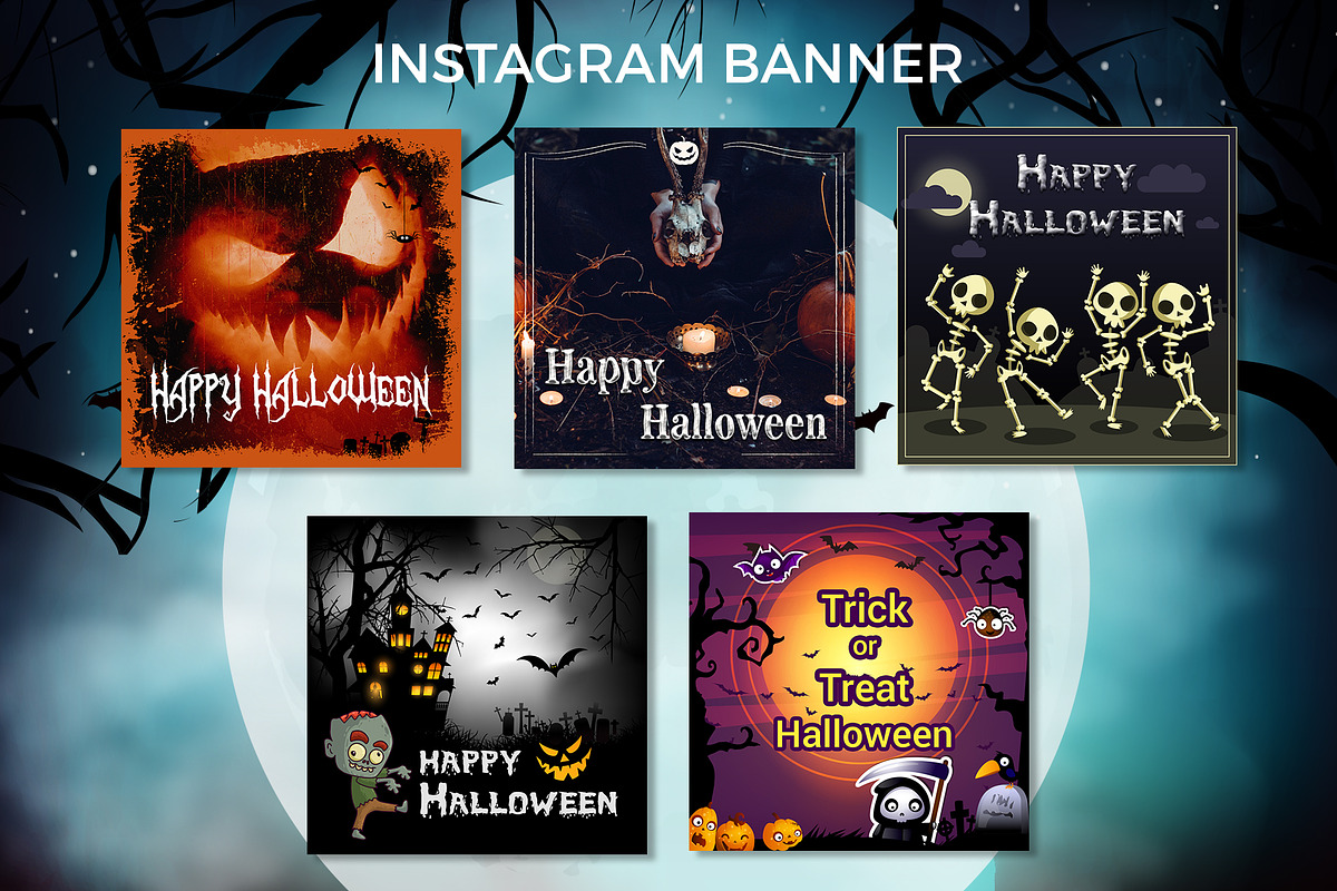 Halloween Party Instagram Banners, a Social Media Template by Nisha Droch (Photo 3 of 3)