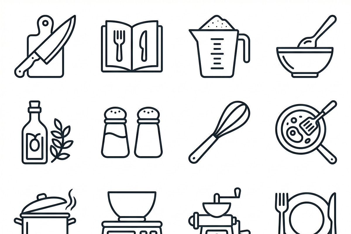 Vector Bundles Kitchen Outline Icons, an Outline Icon by adenpinkstore (Photo 8 of 10)