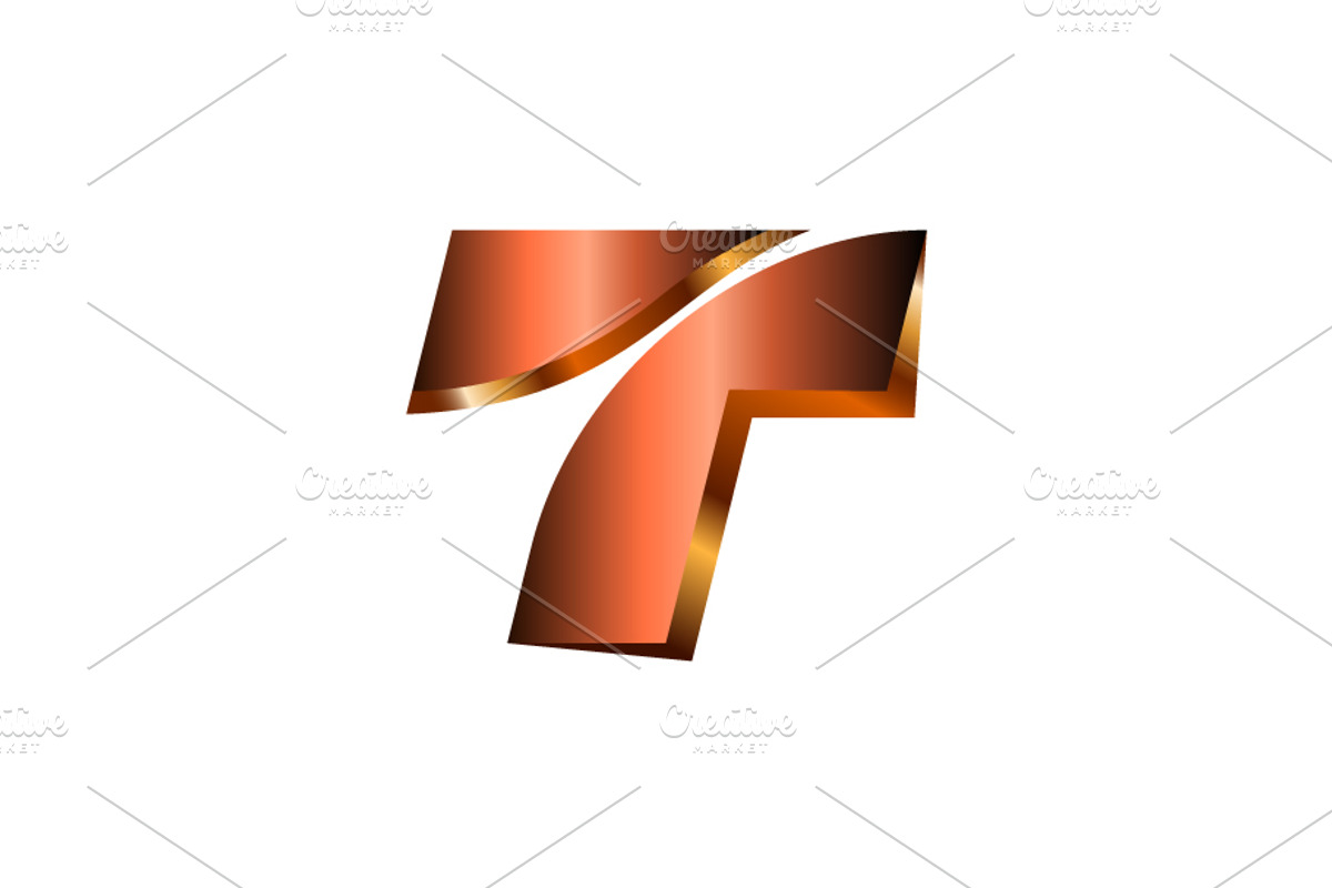 Abstract 3D T letter logo