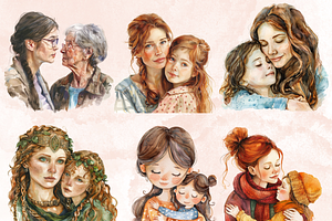 Moms And Daughters Clipart