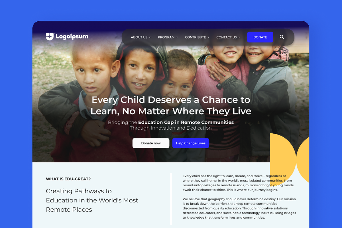 Kids Education Non-Profit Website, an UI Kit Template by BeadyLab (Photo 2 of 5)