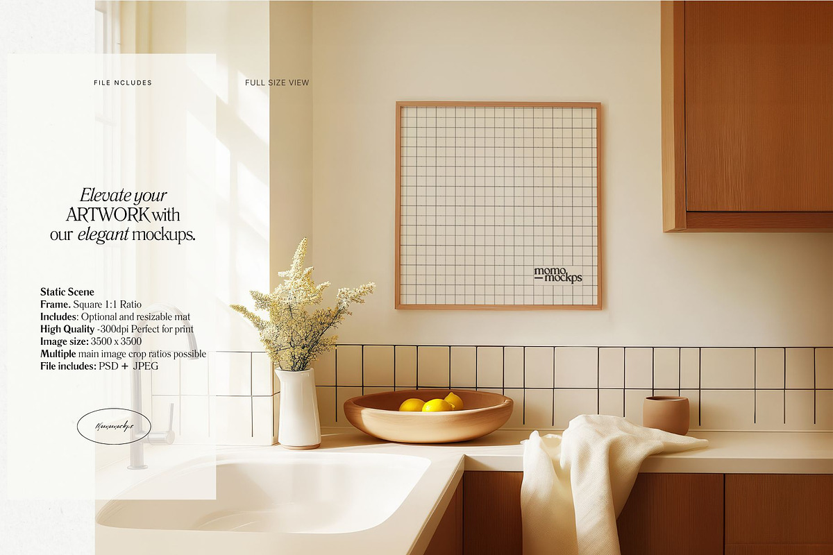 Square 1:1 Frame Mockup Kitchen PSD, a Household Mockup by momomockps (Photo 7 of 11)