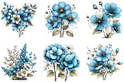 Whimsical Blue Flowers Spring Clipar, an Illustration by CraftArtStudio (Thumbnail 3 of 6)