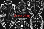 10 Bundle Dark Art Cross Wing Angel, an Illustration by Morspective (Thumbnail 1 of 7)