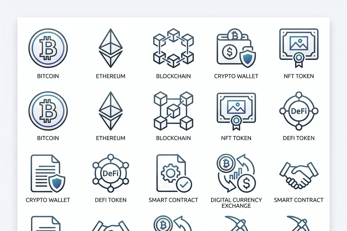 Bundles Crypto NFT Outline Icons, an Outline Icon by adenpinkstore (Photo 1 of 6)
