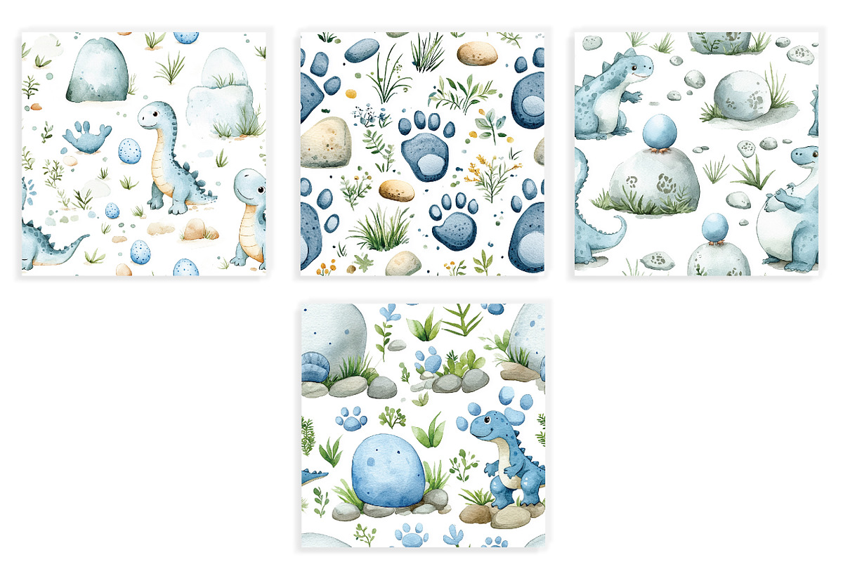 Cute Dinosaur Paw Print Seamless, a Seasonal Illustration by Daily.Designs (Photo 3 of 3)