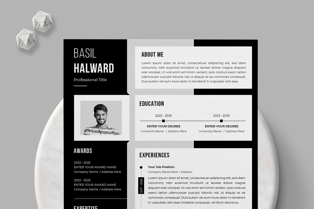 Black & White Resume CV Design, a Resume Template by MightyDesign (Photo 2 of 7)