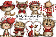 Quirky Valentines Cats Clipart, an Illustration by Dream Creation (Thumbnail 1 of 7)
