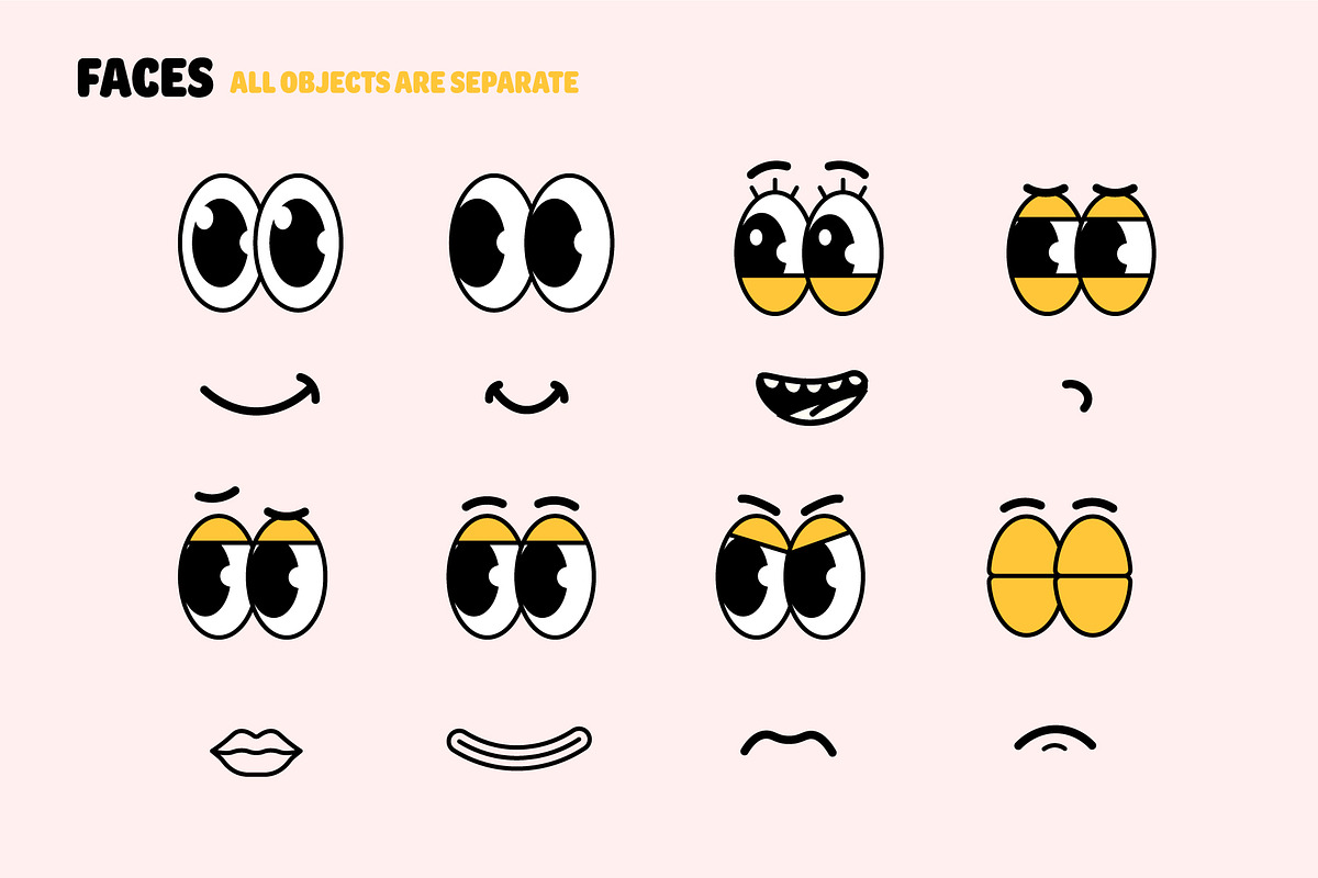 Retro Mascot Parts. Character Maker, a Decorative Illustration by Mark Skitsky (Photo 3 of 7)