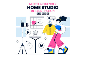 10 Micro Influencer Home Studio, a Person Illustration by denayunebgt