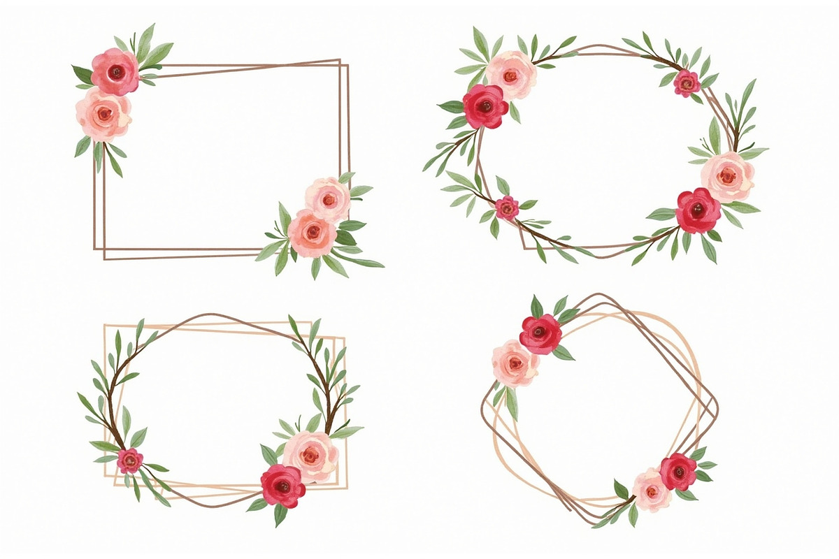 Rustic Floral Geometric Frame Bundle, an Illustration by musafir_fashion (Photo 2 of 14)