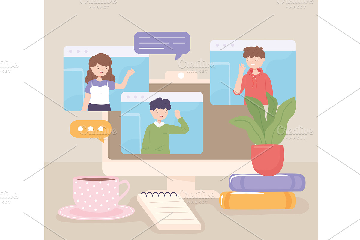 people computer video, a Person Illustration by studiogstock