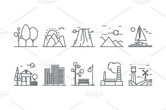 Landscape Line Icons