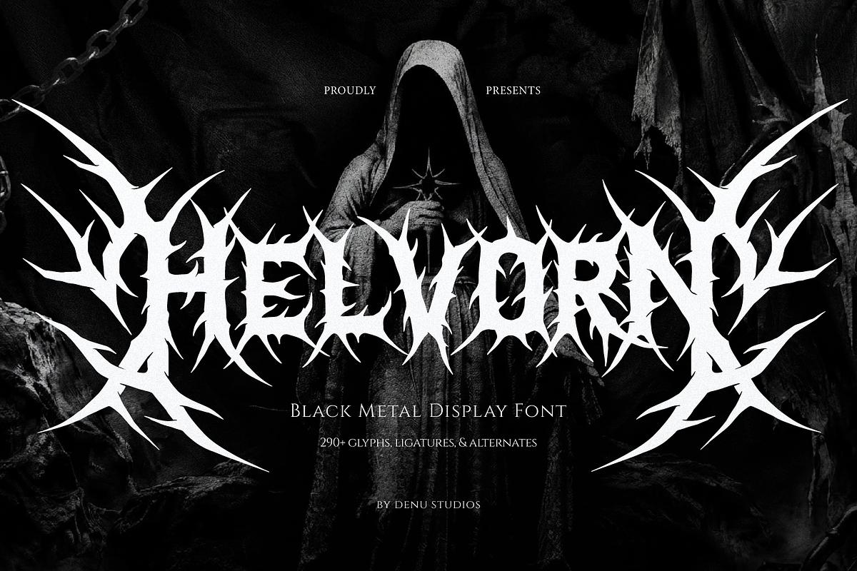 Helvorn | Black Metal Display, a Blackletter Font by Denustudios (Photo 1 of 11)