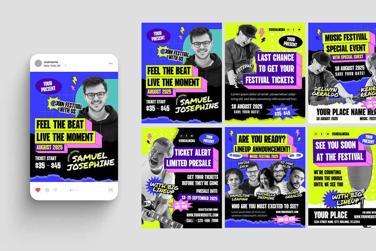 Music Festival Instagram Post, a Social Media Template by MMPixelCraft (Photo 2 of 3)