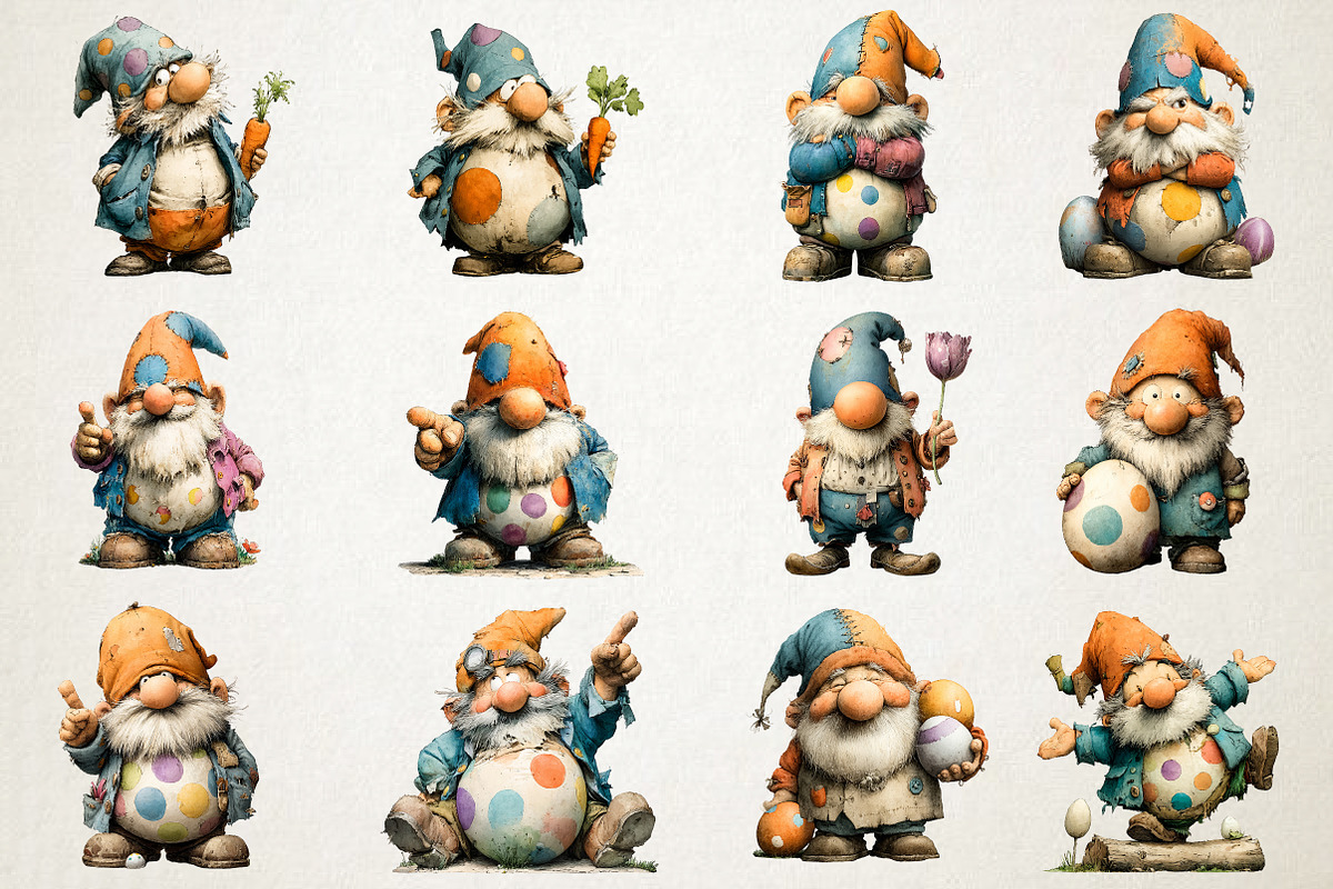 Whimsical Easter Old Gnome Clipart, an Illustration by RobertsArt (Photo 3 of 5)