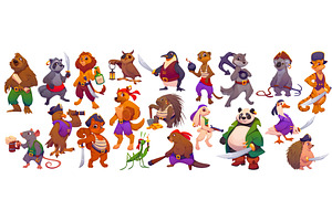 Cartoon animal and bird pirates, an Animal Illustration by Vector Tradition