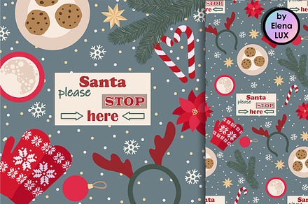 Christmas illustration and seamless