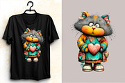 Whimsical Valentine Cats Clipart Bun, an Illustration by SVGArt (Thumbnail 7 of 7)