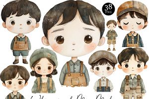 Whimsical Little Boy Clipart, a Person Illustration by Design Scotch