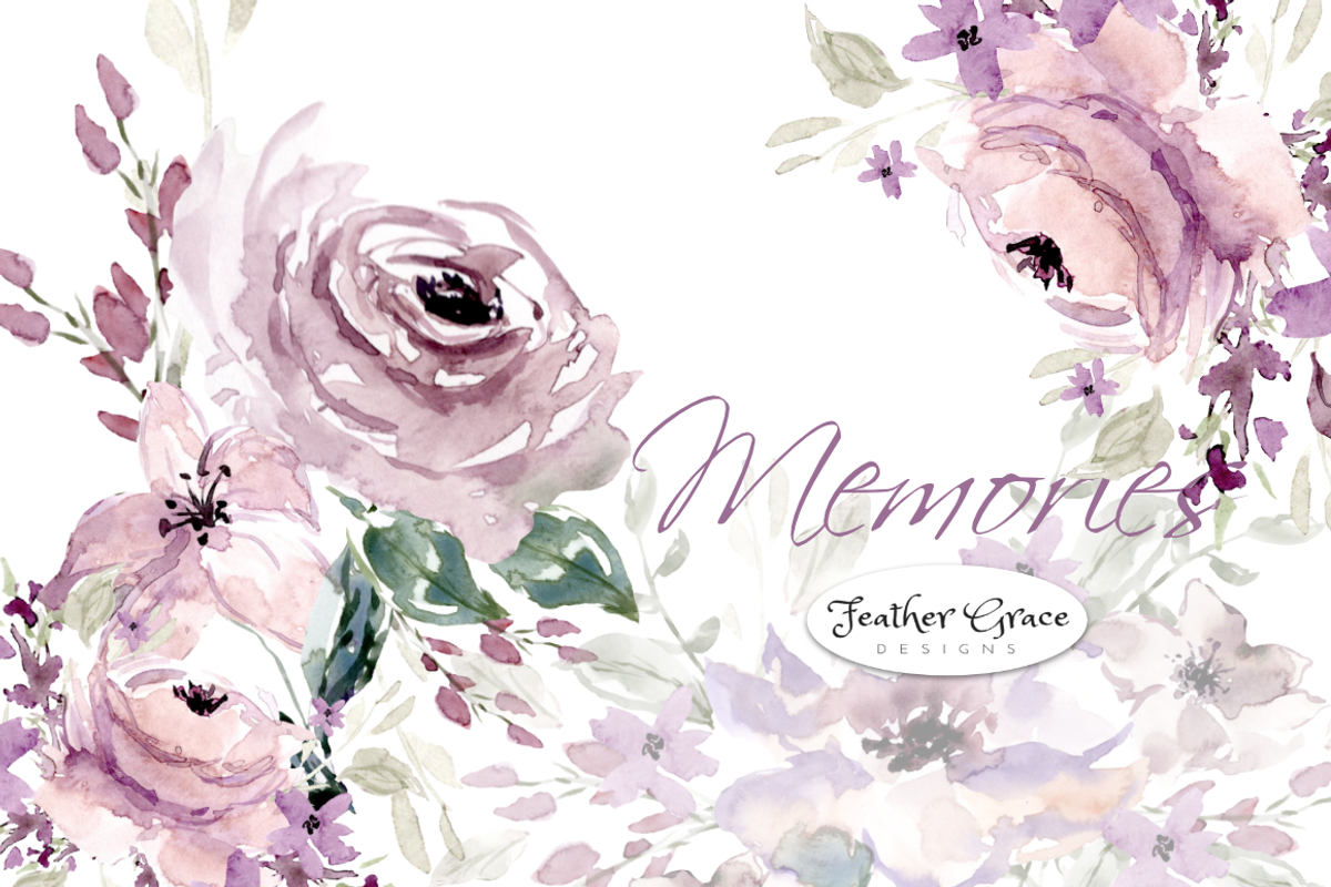 Watercolor Purple Blush Flowers, an Illustration by Feather Grace Designs (Photo 2 of 9)