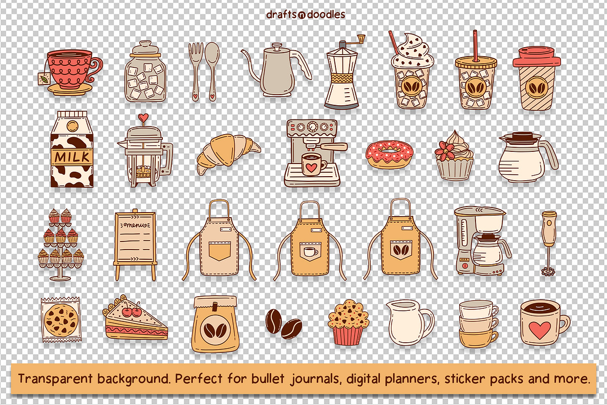 Cafe and Bakery Clipart and Patterns, a Food Illustration by Drafts n Doodles (Photo 3 of 12)