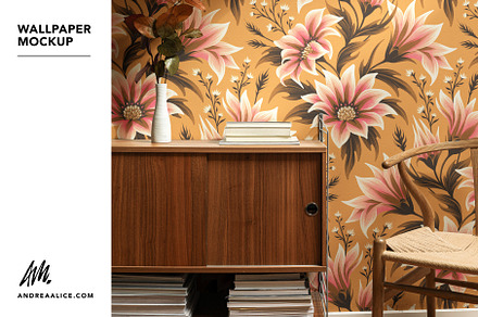 Wallpaper Mockup - Retro Sideboard, a Household Mockup by Andrea Muller
