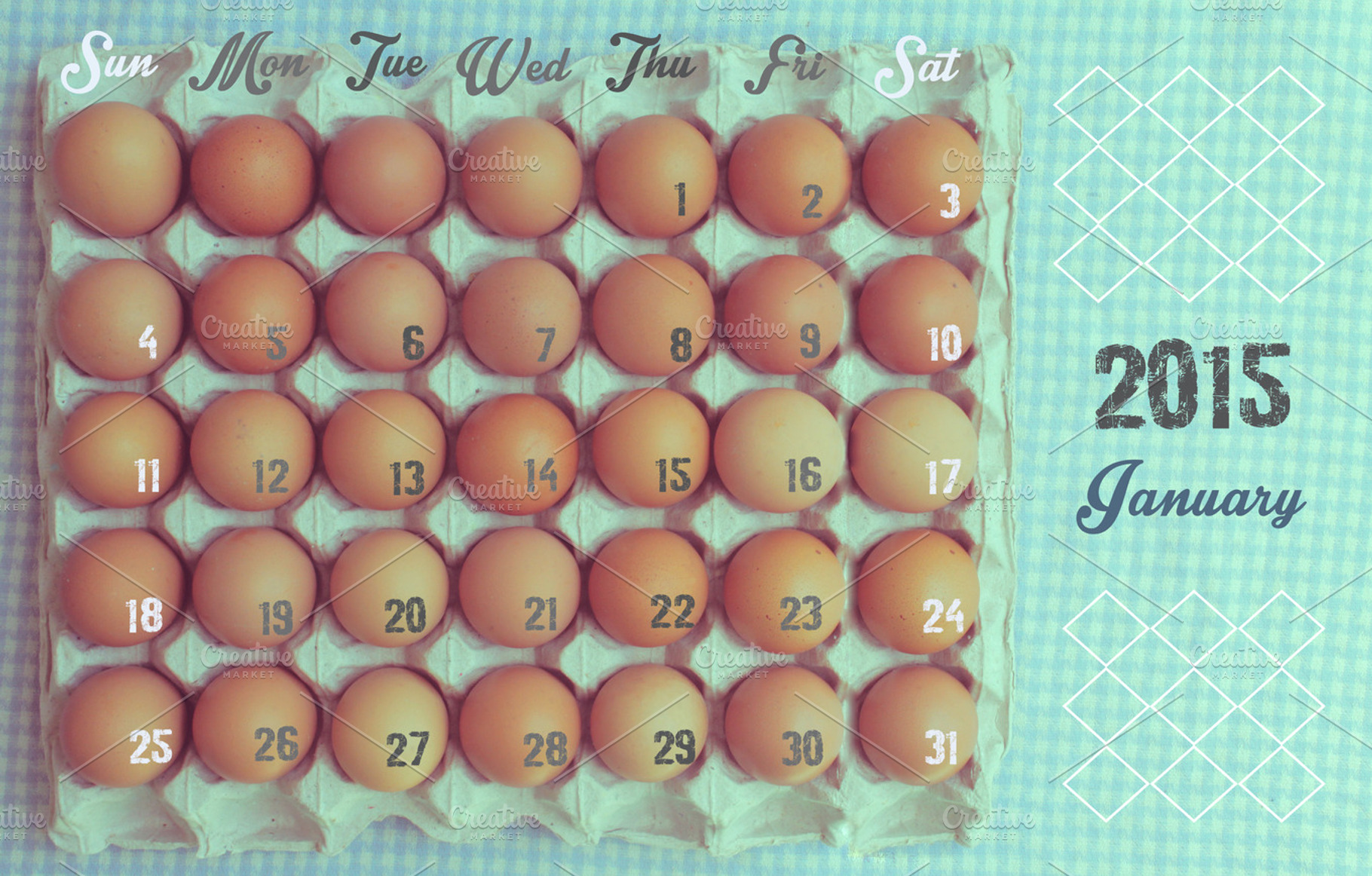 Calendar Vintage Style January 2015